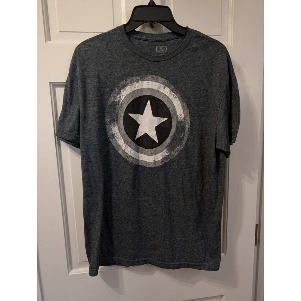 Marvel Captain America Shield T-Shirt Mens Large Gray Heather Short Sleeve